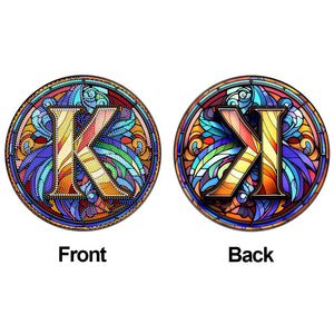 Double Sided Letter K Suncatcher Diamond Drawing Hanging Ornament for Home Decor