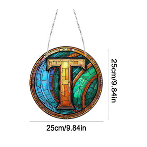 Double Sided Letter T Suncatcher Diamond Drawing Hanging Ornament for Home Decor