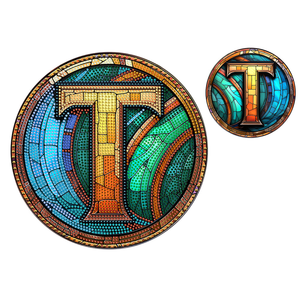 Double Sided Letter T Suncatcher Diamond Drawing Hanging Ornament for Home Decor