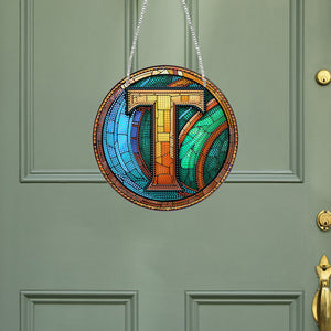 Double Sided Letter T Suncatcher Diamond Drawing Hanging Ornament for Home Decor