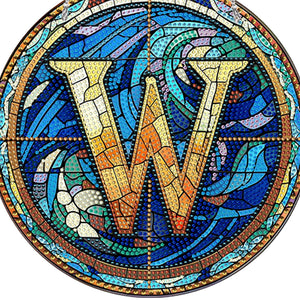 Double Sided Letter W Suncatcher Diamond Drawing Hanging Ornament for Home Decor