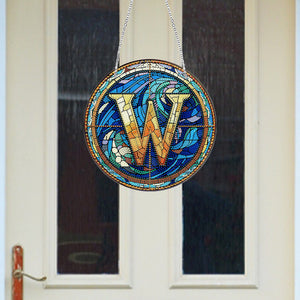 Double Sided Letter W Suncatcher Diamond Drawing Hanging Ornament for Home Decor