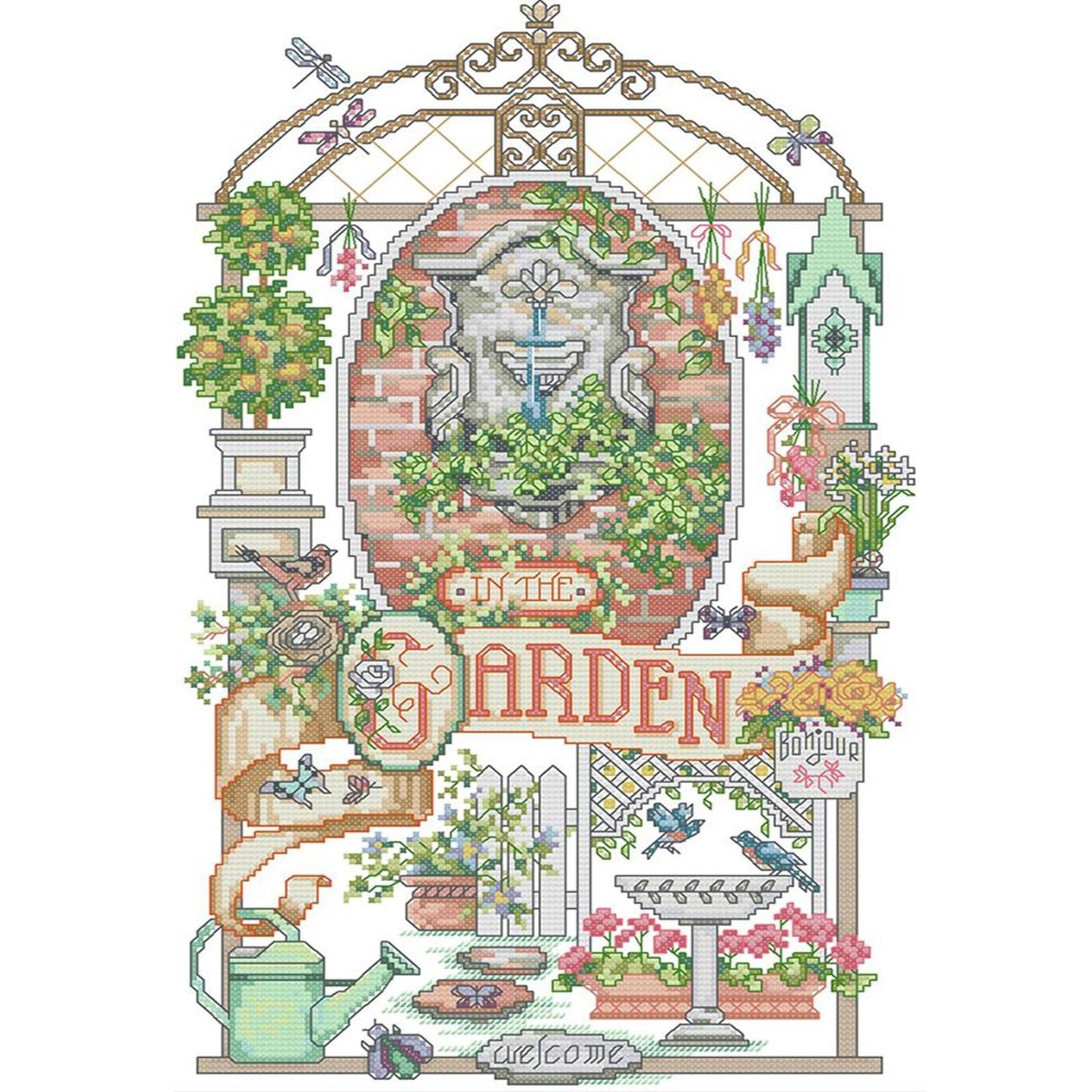 In The Garden - Partial 14CT Counted Cross Stitch 29x44CM - Joy Sunday Backstitch