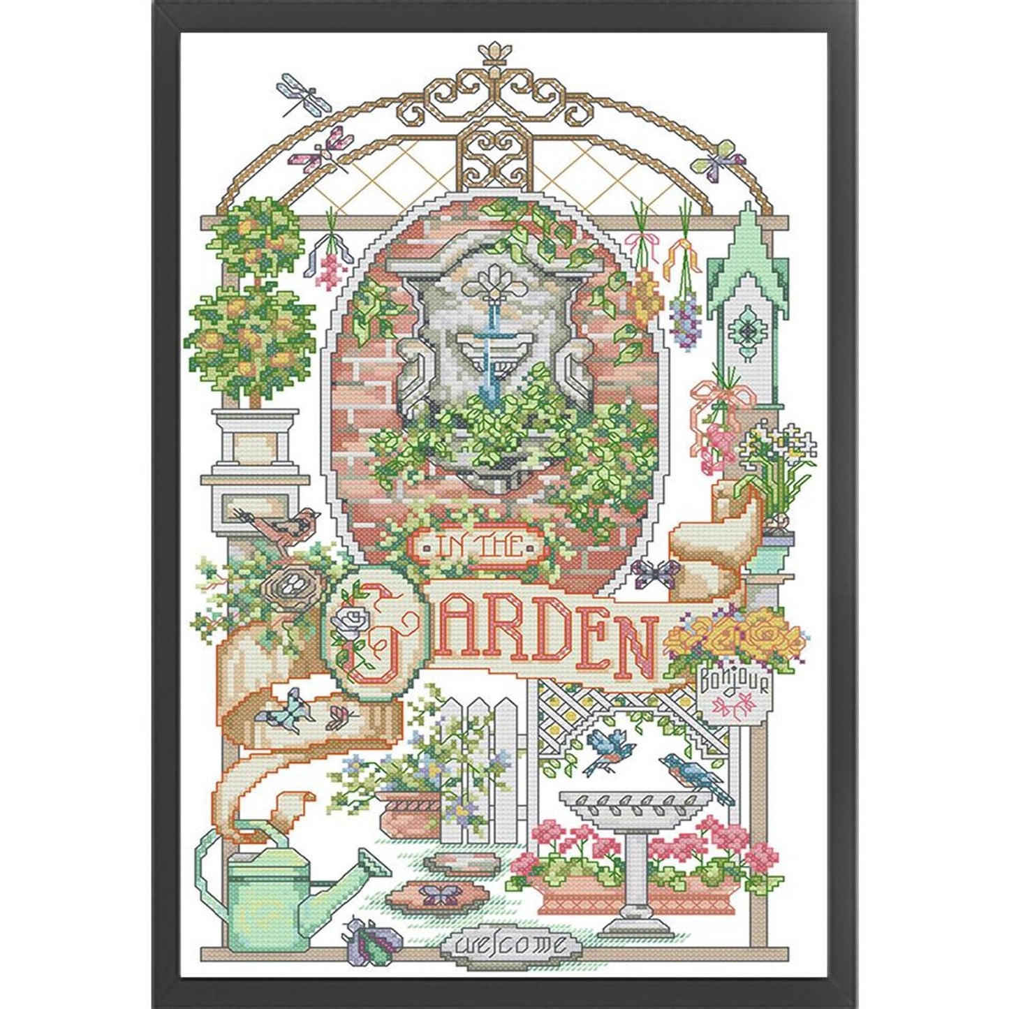 In The Garden - Partial 14CT Counted Cross Stitch 29x44CM - Joy Sunday Backstitch