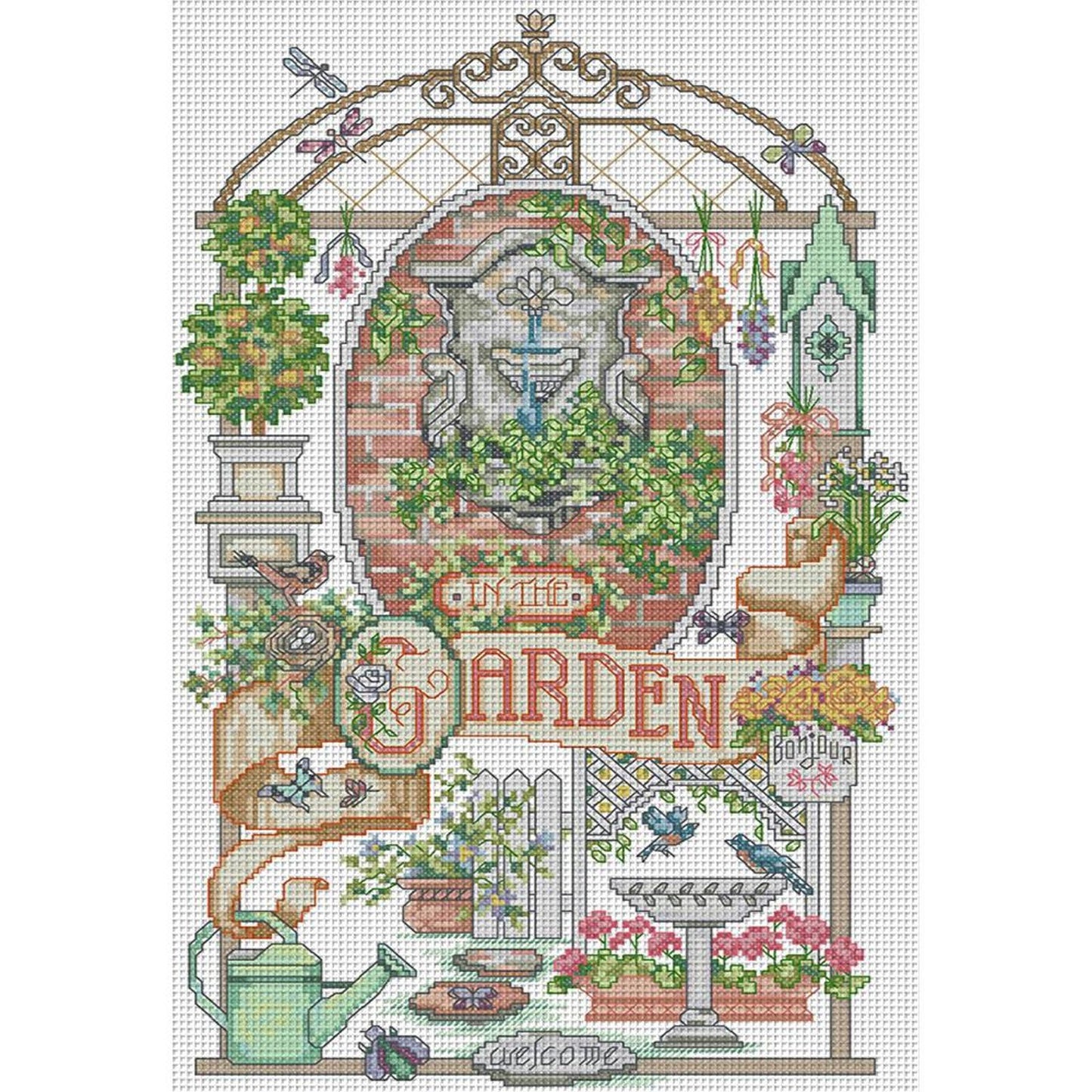 In The Garden - Partial 14CT Counted Cross Stitch 29x44CM - Joy Sunday Backstitch