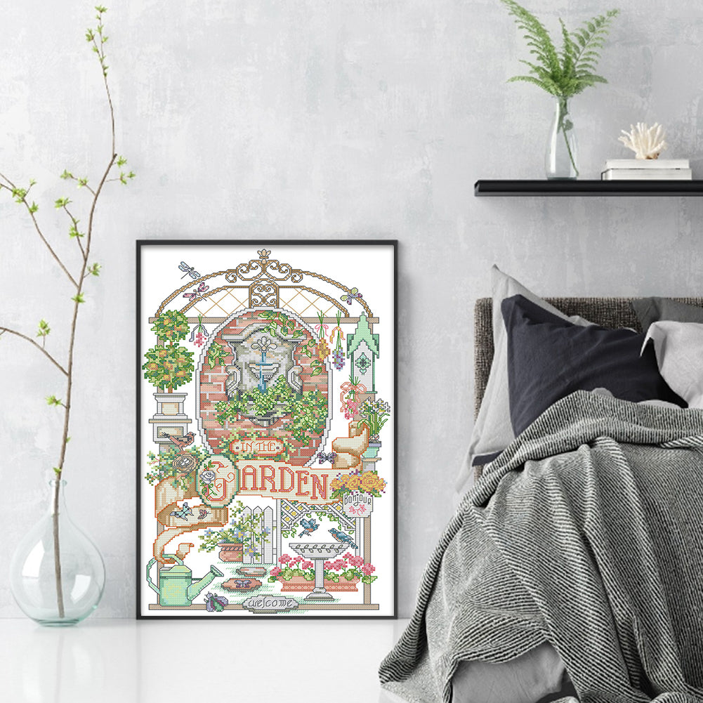 In The Garden - Partial 14CT Counted Cross Stitch 29x44CM - Joy Sunday Backstitch