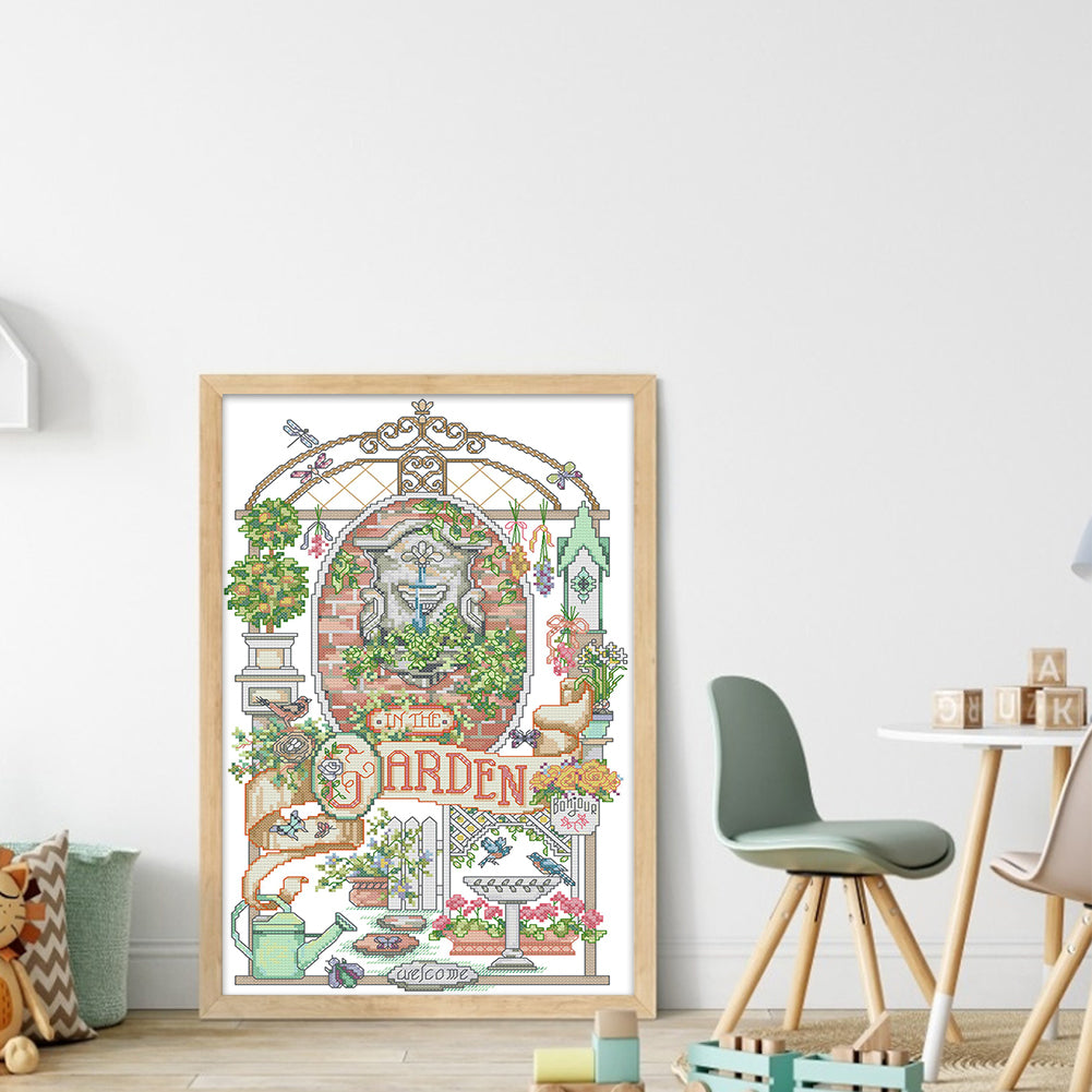 In The Garden - Partial 14CT Counted Cross Stitch 29x44CM - Joy Sunday Backstitch
