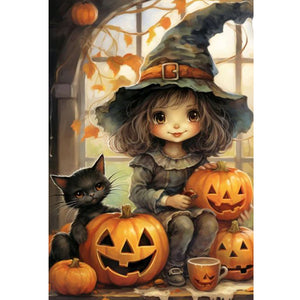 Yishu - Halloween Girl - 40*60CM 11CT 3 Stamped Cross Stitch