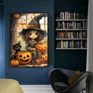 Yishu - Halloween Girl - 40*60CM 11CT 3 Stamped Cross Stitch