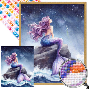 Mermaid Girl Under The Night Sky 40*50CM(Picture) Full Round Drill Diamond Painting