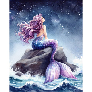 Mermaid Girl Under The Night Sky 40*50CM(Picture) Full Round Drill Diamond Painting