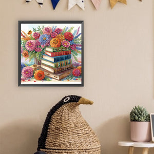 Flowers And Books 40*40CM(Canvas) Partial Special Shaped Drill Diamond Painting