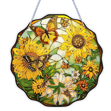 Load image into Gallery viewer, Butterfly Sunflower 2D Flat DIY Diamond Art Suncatcher Diamond Art Pendant Decor

