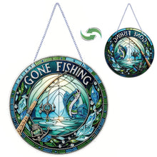 Load image into Gallery viewer, Hooked Fish 2D Flat DIY Diamond Art Sun Catcher Hanging Diamond Art Pendant
