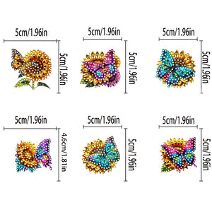 6Pcs Sunflower Buttefly Acrylic Diamond Art Wall Clips for Poster Photo Light