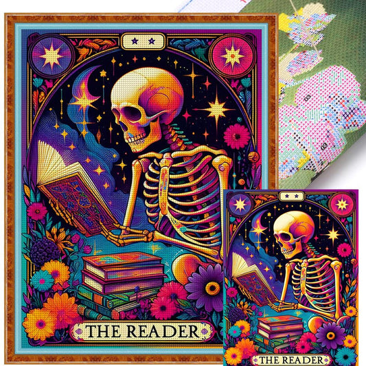 Reading Skeleton - Full 11CT Stamped Cross Stitch 50x60CM - Huacan