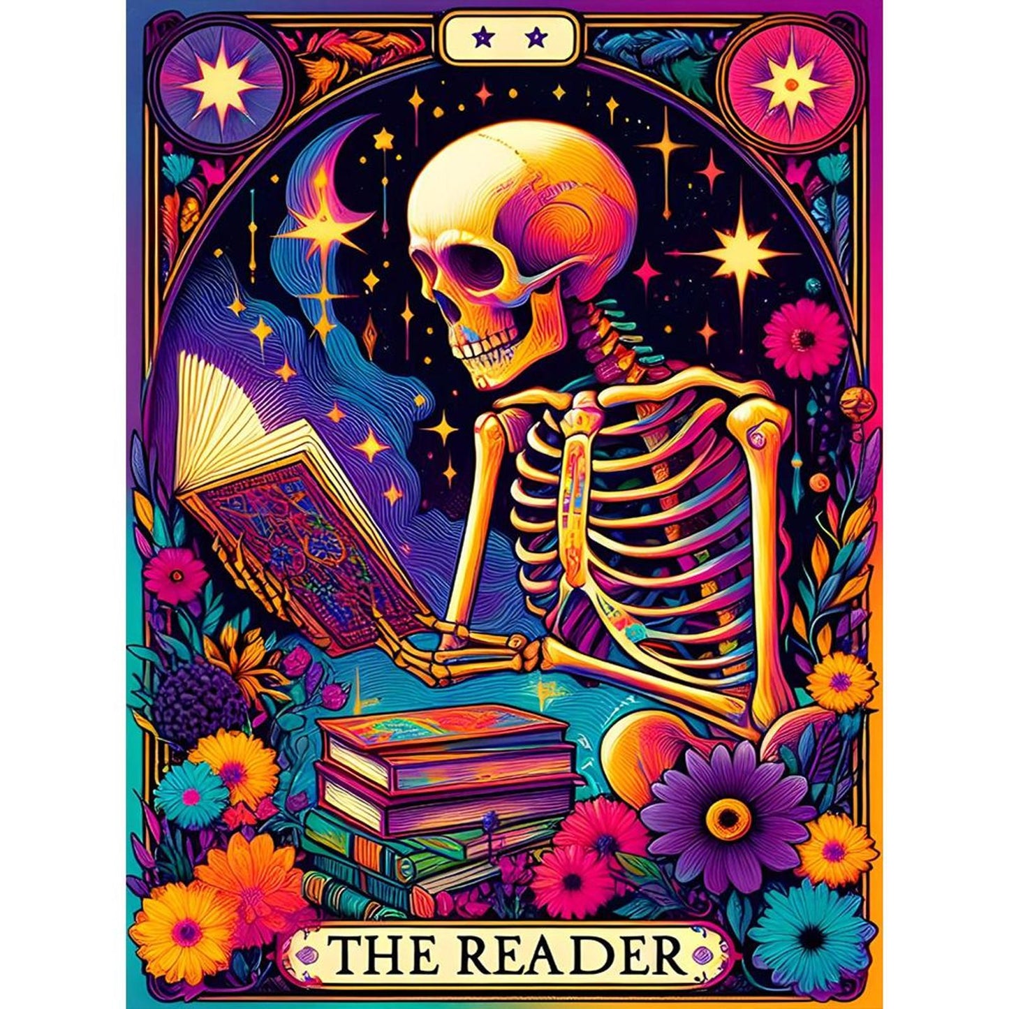 Reading Skeleton - Full 11CT Stamped Cross Stitch 50x60CM - Huacan