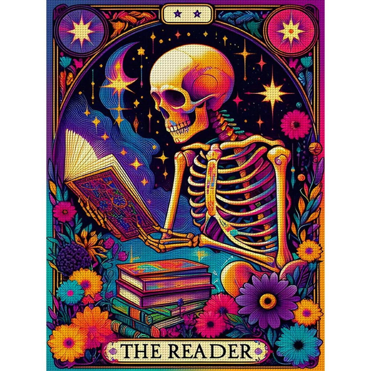 Reading Skeleton - Full 11CT Stamped Cross Stitch 50x60CM - Huacan