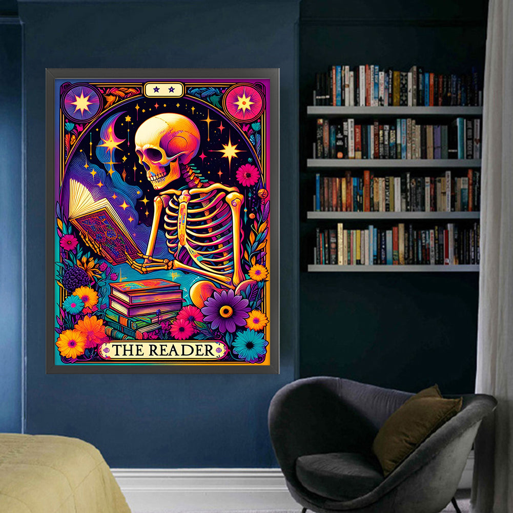 Reading Skeleton - Full 11CT Stamped Cross Stitch 50x60CM - Huacan