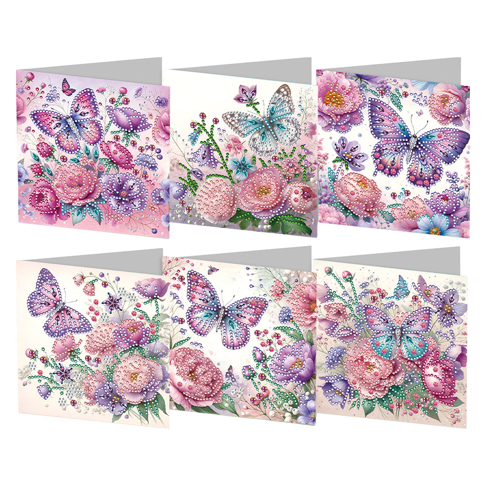 6PCS Rose Pattern DIY Diamond Art Greeting Cards Diamond Art Handmade Cards
