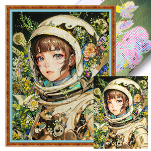 Yishu - Astronaut Girl - 50*65CM 11CT 3 Stamped Cross Stitch