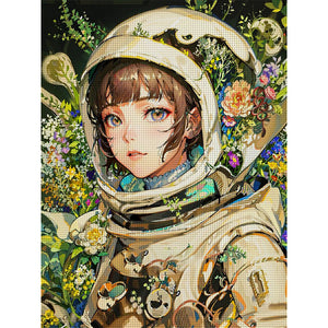 Yishu - Astronaut Girl - 50*65CM 11CT 3 Stamped Cross Stitch