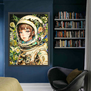 Yishu - Astronaut Girl - 50*65CM 11CT 3 Stamped Cross Stitch