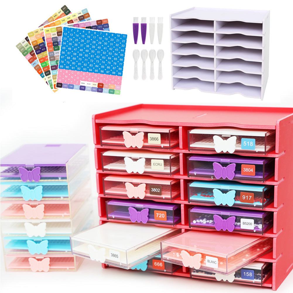 12 Grids Diamond Painting Organization Set with Point Drill Trays (White 1)
