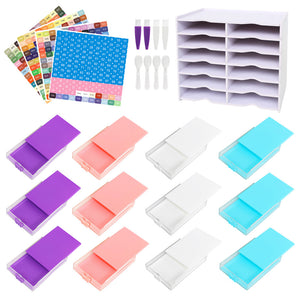 12 Grids Diamond Painting Organization Set with Point Drill Trays (White 1)