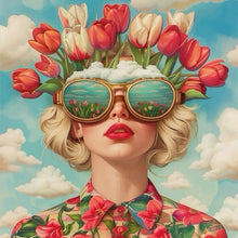 Load image into Gallery viewer, Tulip Girl With Sunglasses 40*40CM(Canvas) Full Round Drill Diamond Painting
