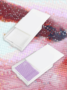 4Pcs Diamond Painting Tray with Lid 5D DIY Drills Plate with Sppon & Brush