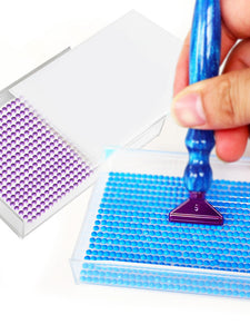 4Pcs Diamond Painting Tray with Lid 5D DIY Drills Plate with Sppon & Brush
