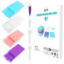 Load image into Gallery viewer, 4Pcs Diamond Painting Tray with Lid 5D DIY Drills Plate with Sppon &amp; Brush
