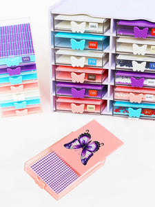 4Pcs Butterfly Diamond Painting Tray 5D DIY Drills Plate with Sppon & Brush