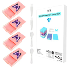 Load image into Gallery viewer, 4Pcs Butterfly Diamond Painting Tray 5D DIY Drills Plate with Sppon &amp; Brush
