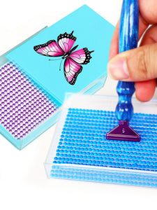 4Pcs Butterfly Diamond Painting Tray 5D DIY Drills Plate with Sppon & Brush