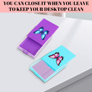 4Pcs Butterfly Diamond Painting Tray 5D DIY Drills Plate with Sppon & Brush