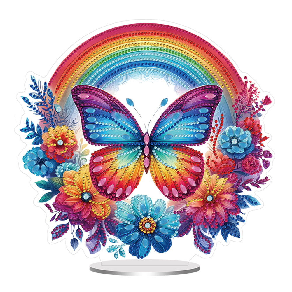 Acrylic Special Shaped Butterfly Rainbow Diamond Painting Desktop Decorations