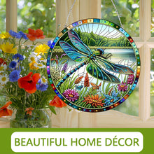 Load image into Gallery viewer, Dragonfly Flower 2D Flat DIY Special Shape Diamond Art Sun Catcher Pendant
