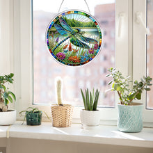 Load image into Gallery viewer, Dragonfly Flower 2D Flat DIY Special Shape Diamond Art Sun Catcher Pendant
