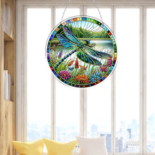 Load image into Gallery viewer, Dragonfly Flower 2D Flat DIY Special Shape Diamond Art Sun Catcher Pendant
