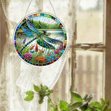 Load image into Gallery viewer, Dragonfly Flower 2D Flat DIY Special Shape Diamond Art Sun Catcher Pendant
