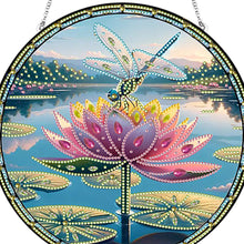 Load image into Gallery viewer, Dragonfly Flower 2D Flat DIY Special Shape Diamond Art Sun Catcher Pendant

