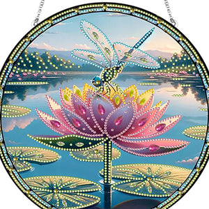 Dragonfly Flower 2D Flat DIY Special Shape Diamond Art Sun Catcher Pendant