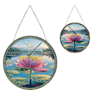 Dragonfly Flower 2D Flat DIY Special Shape Diamond Art Sun Catcher Pendant