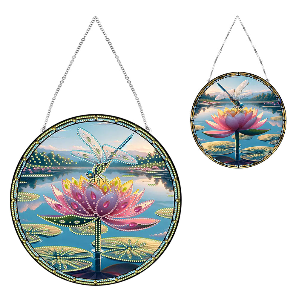 Dragonfly Flower 2D Flat DIY Special Shape Diamond Art Sun Catcher Pendant