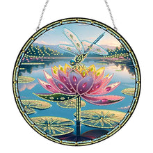 Load image into Gallery viewer, Dragonfly Flower 2D Flat DIY Special Shape Diamond Art Sun Catcher Pendant
