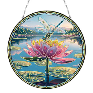 Dragonfly Flower 2D Flat DIY Special Shape Diamond Art Sun Catcher Pendant