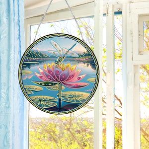 Dragonfly Flower 2D Flat DIY Special Shape Diamond Art Sun Catcher Pendant