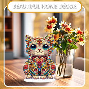 Acrylic 2D Flat Print DIY Cat Diamond Painting Art Tabletop Decorations